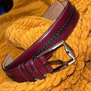 Mezlan Signature Men’s Belt in Burgandy with Black Braiding - Size 34 - New